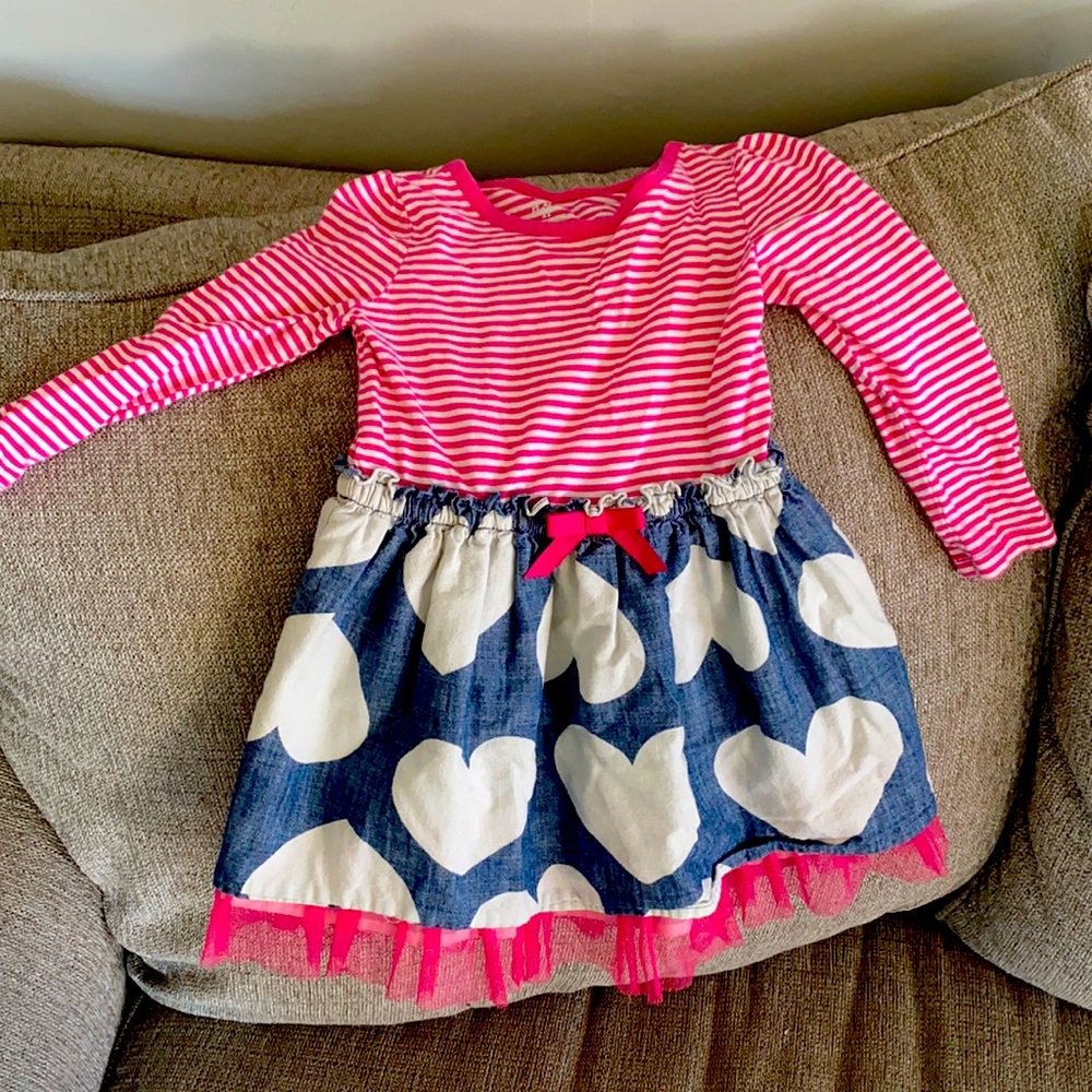 Girls pink and blue jean dress 2T